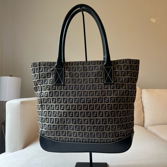 Fendi Tote Bag Handbag Zucchino Navy - Picture 3 of 8